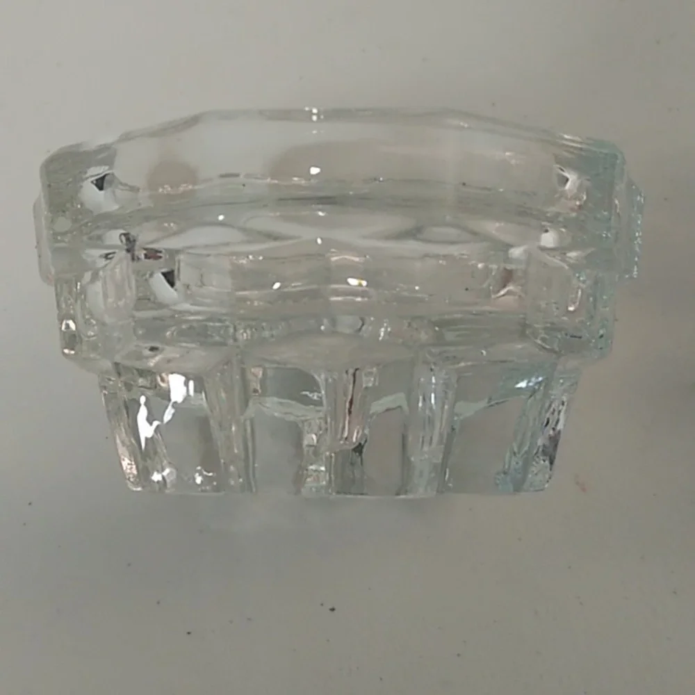 MID-CENTURY MODERN, STARBURST, HEAVY GLASS LOW PROFILE, SET OF 2 CANDLE …